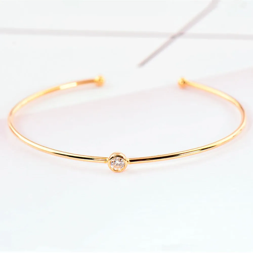 Classic Round Diamond Solitaire Cuff Bracelet