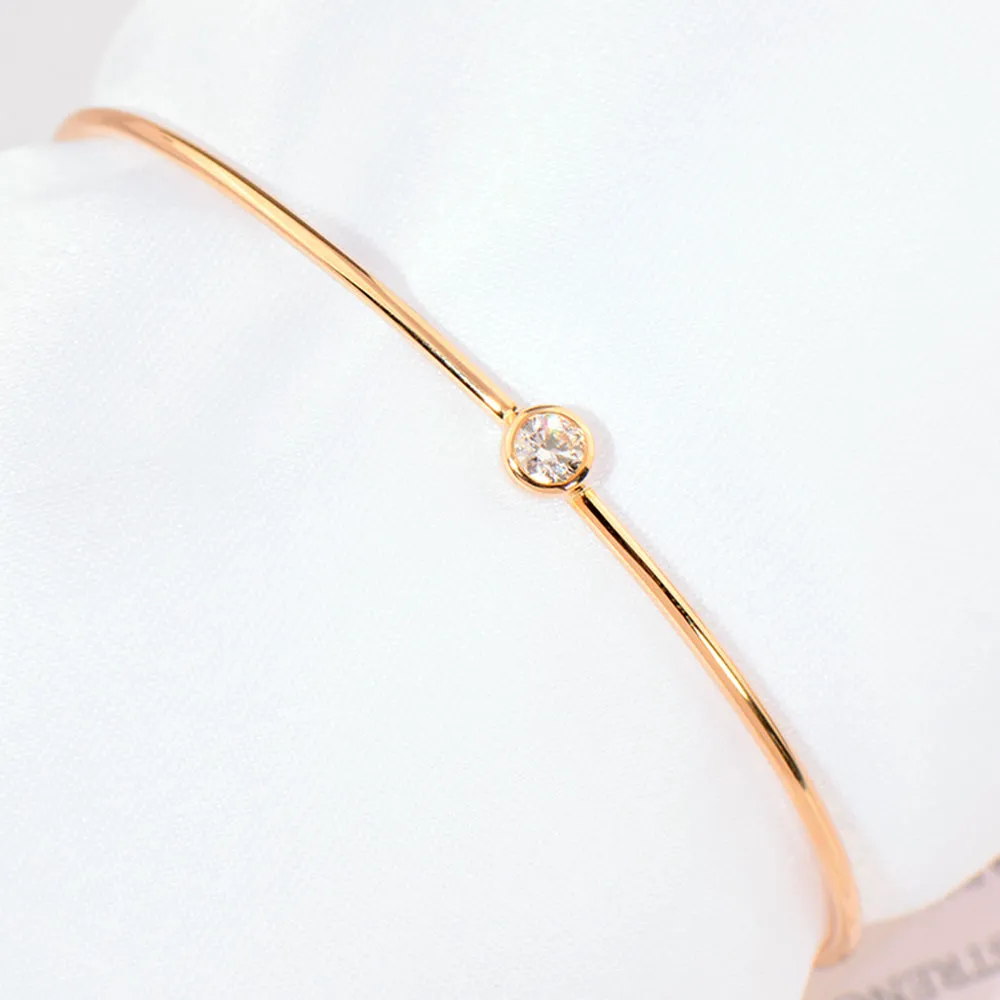 Classic Round Diamond Solitaire Cuff Bracelet