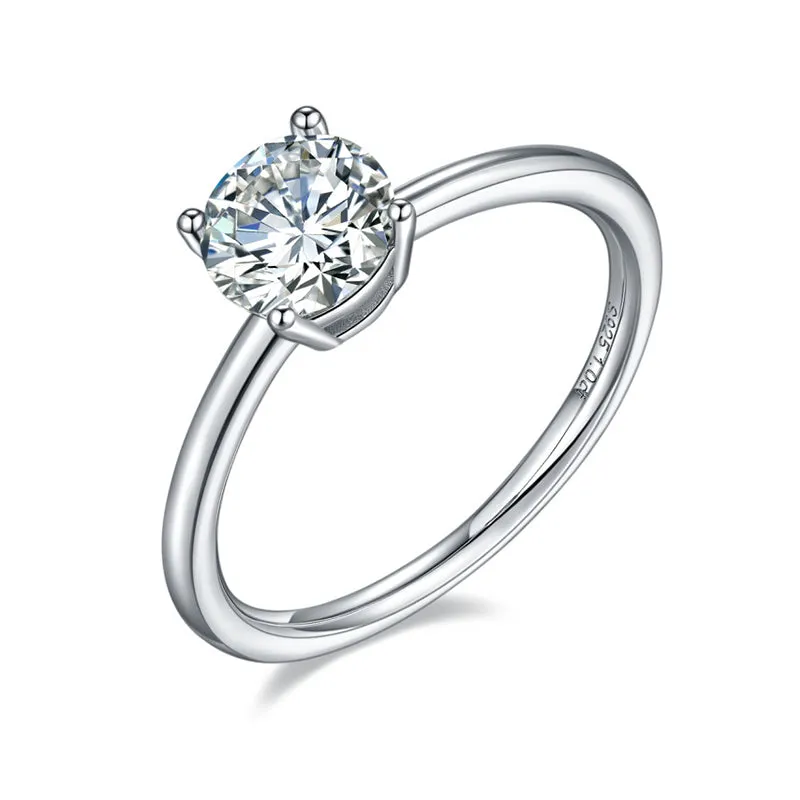 Classic Solitaire Round Cut 1ct Moissanite Ring