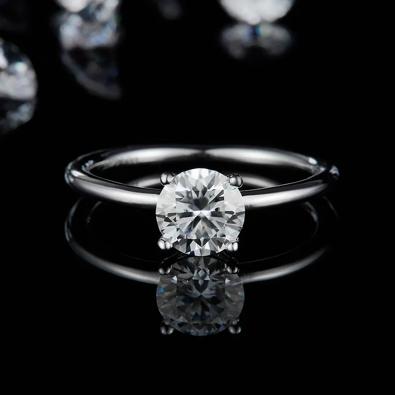 Classic Solitaire Round Cut 1ct Moissanite Ring