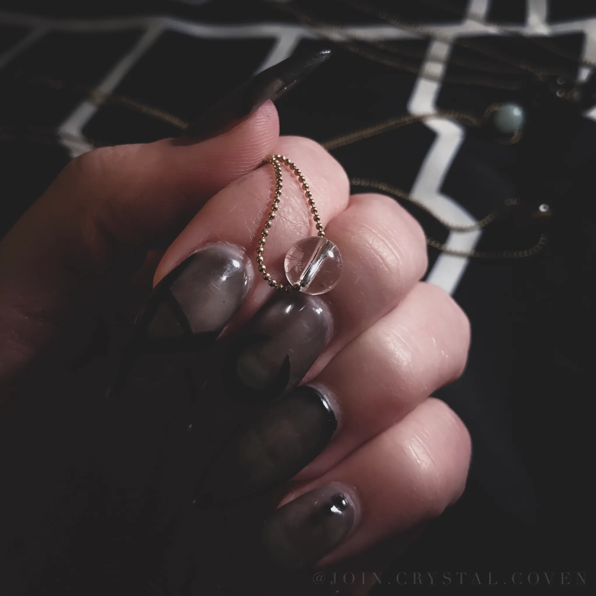 Clear Quartz Crystal Ball Necklace