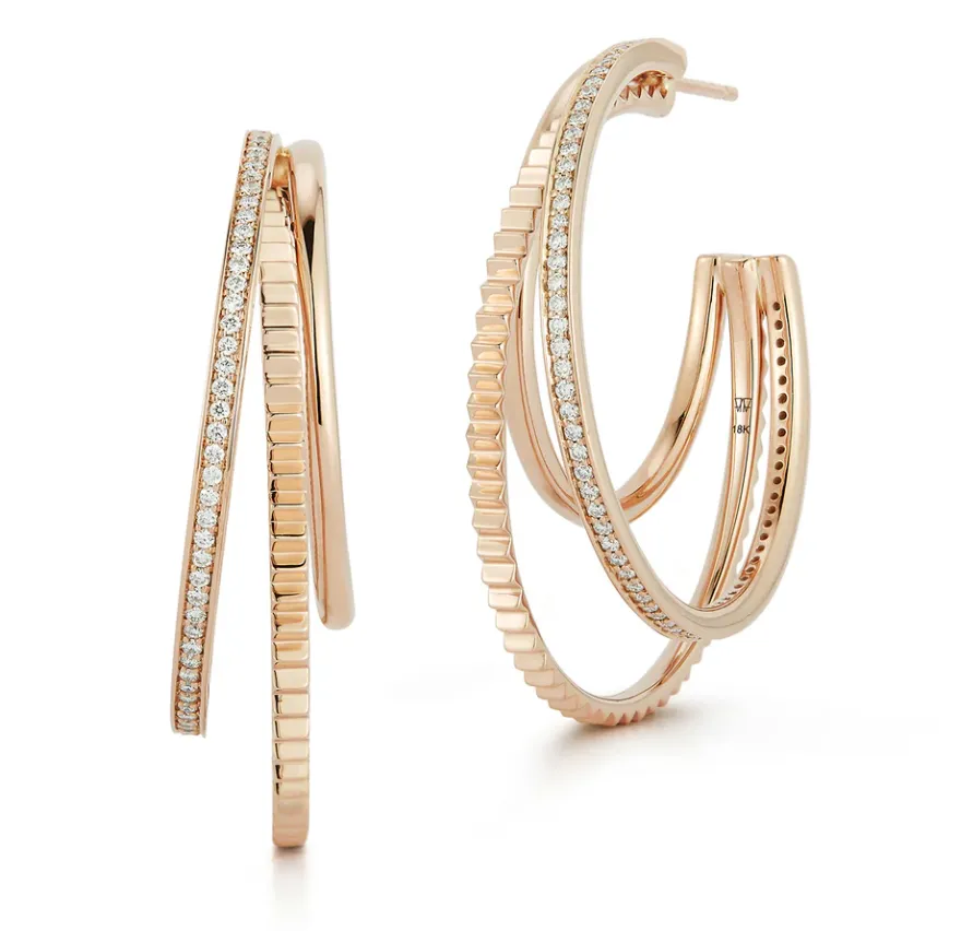 Clive Gold and Diamond Triple Hoops