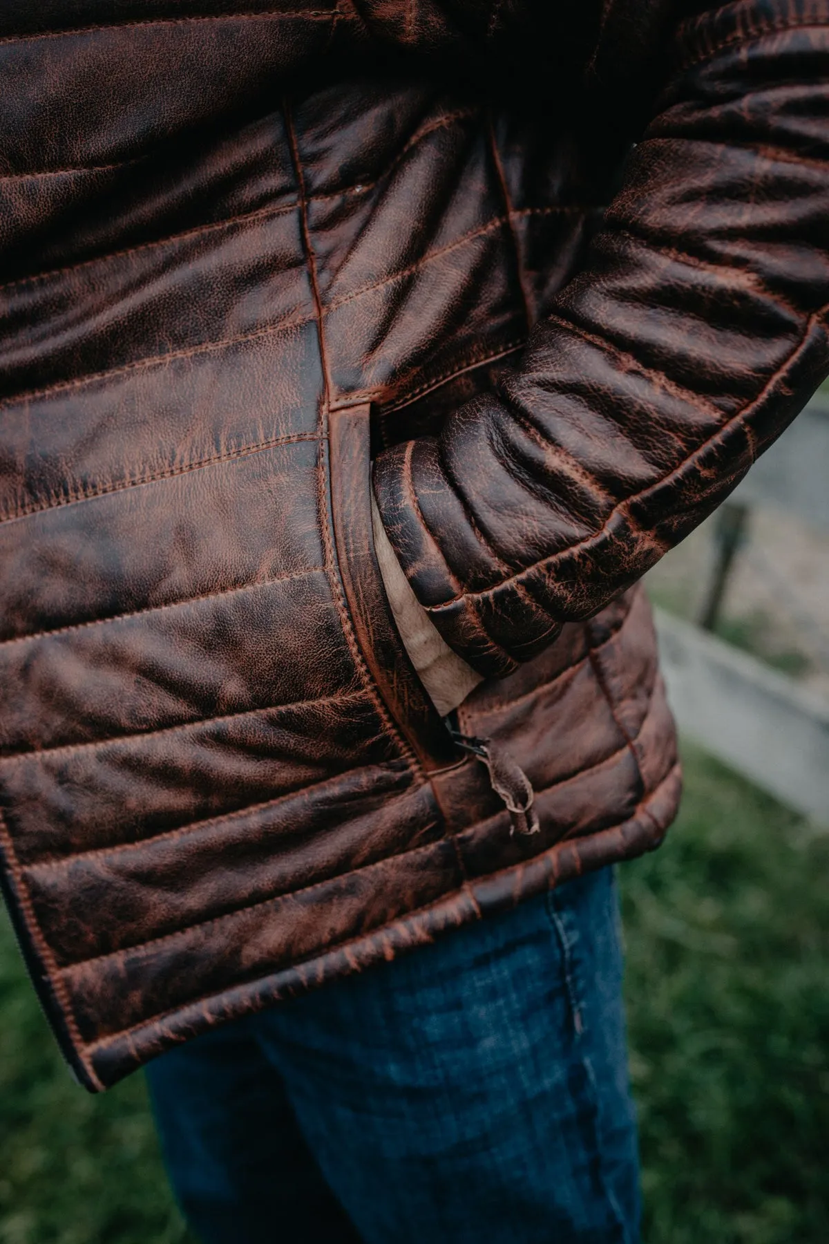 'Clyde' Men's Tobacco Puff Leather Jacket by STS Ranchwear (M - XXL)