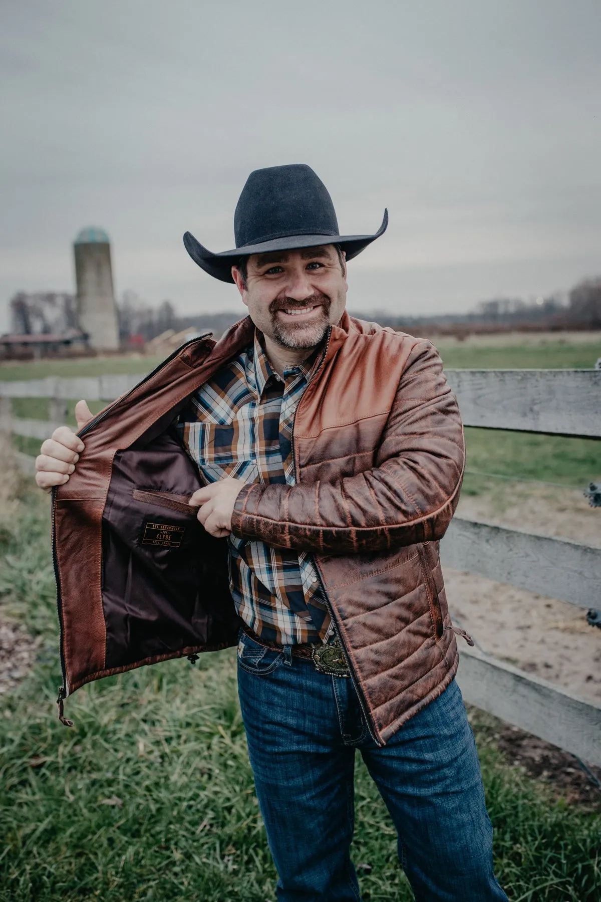 'Clyde' Men's Tobacco Puff Leather Jacket by STS Ranchwear (M - XXL)