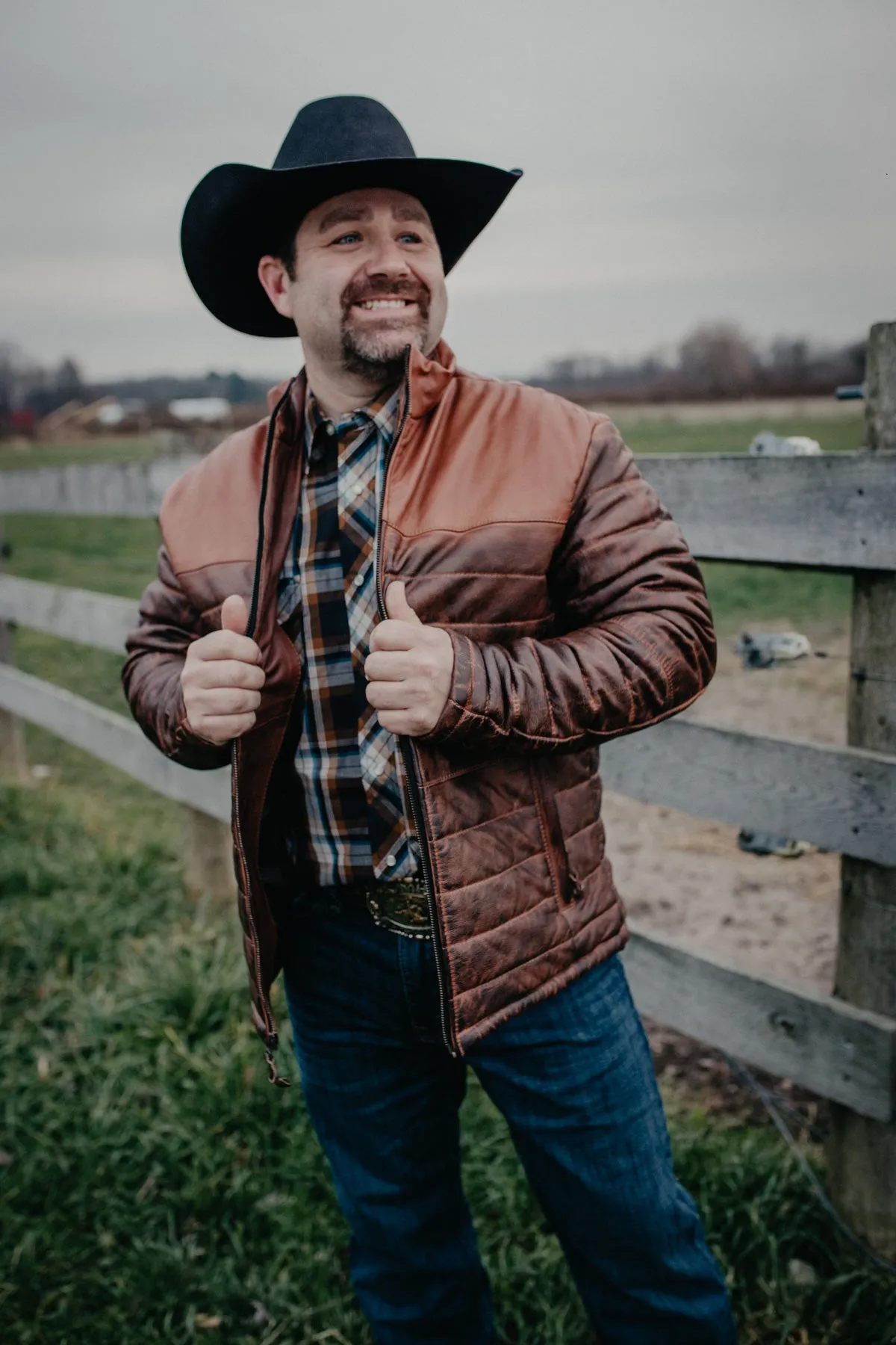 'Clyde' Men's Tobacco Puff Leather Jacket by STS Ranchwear (M - XXL)