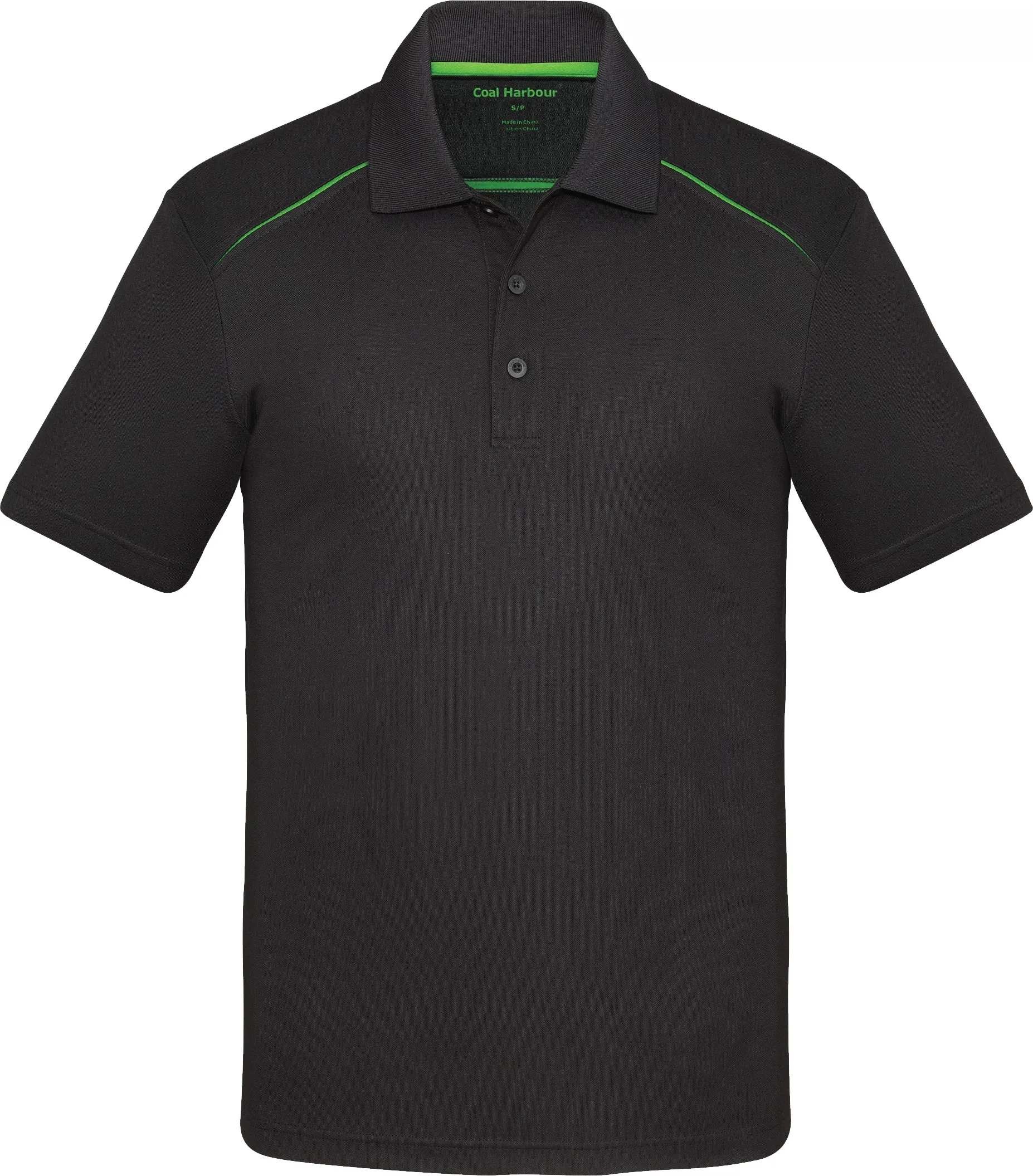 COAL HARBOUR® Snag Resistant Contrast Inset Sport Shirt Black Lime