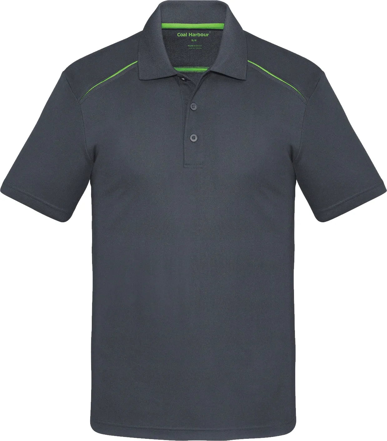 COAL HARBOUR® Snag Resistant Contrast Inset Sport Shirt Charcoal Lime