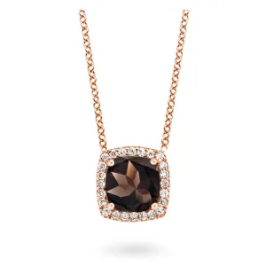 Collier One More - Etna Or Rose, Quartz Fumé et Diamants (050642VA)