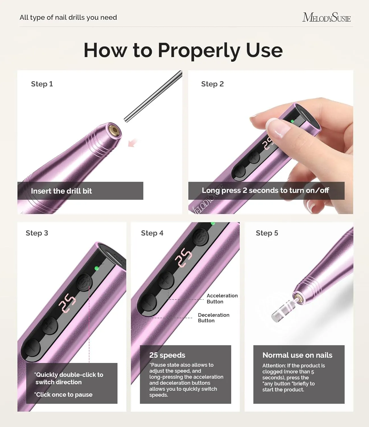 Cordless Electric Nail Drill Machine 11 in 1 Kit,Pc180F 25000RPM Portable Rechargeable Nail Efile Set for Acrylic Gel Dip Powder Nails, 25 Speeds Manicure Pedicure Polishing Shape Tools