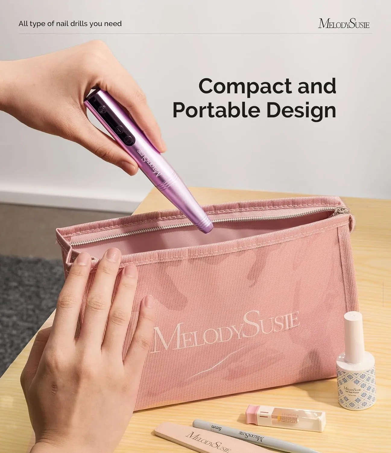Cordless Electric Nail Drill Machine 11 in 1 Kit,Pc180F 25000RPM Portable Rechargeable Nail Efile Set for Acrylic Gel Dip Powder Nails, 25 Speeds Manicure Pedicure Polishing Shape Tools