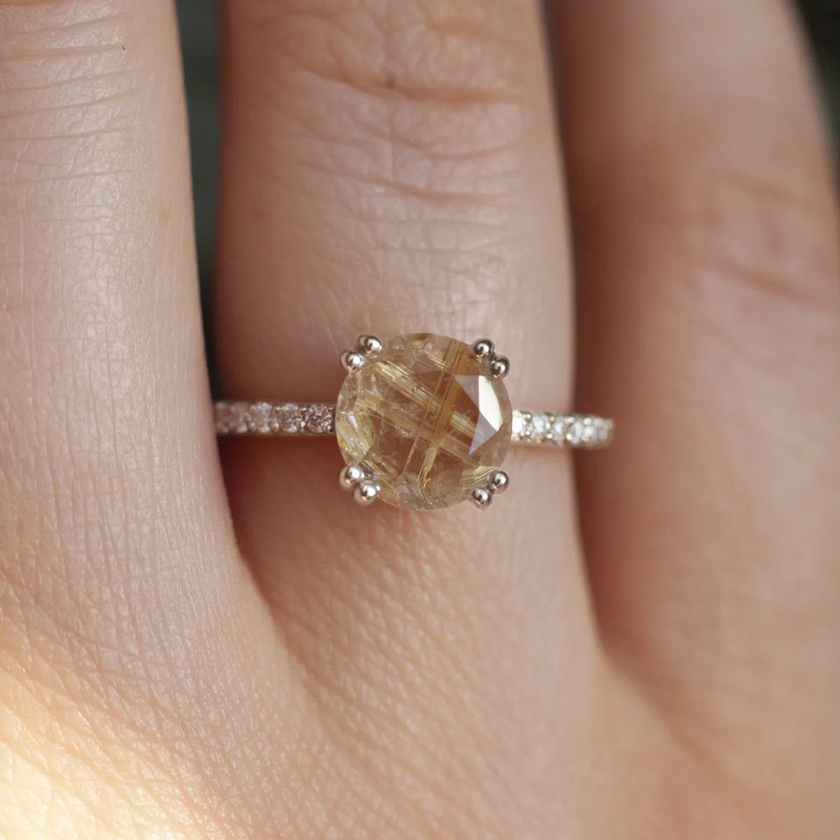 Corinne Golden Rutile Quartz Solitaire Ring