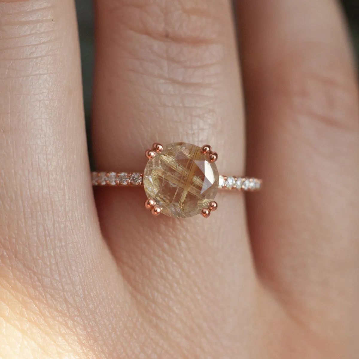 Corinne Golden Rutile Quartz Solitaire Ring