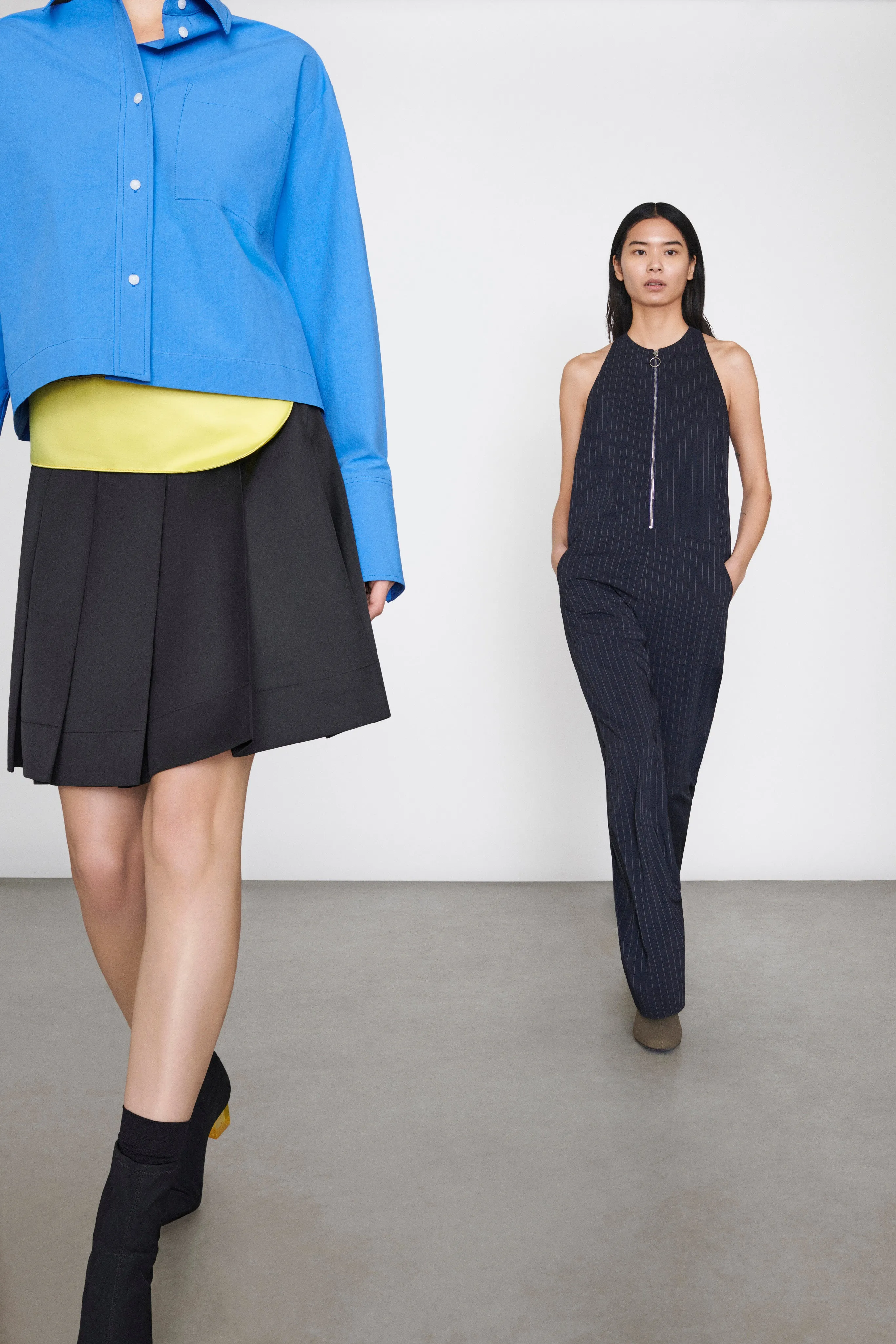 Cropped Button Down Shirt - Pacific Blue