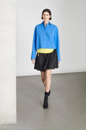 Cropped Button Down Shirt - Pacific Blue