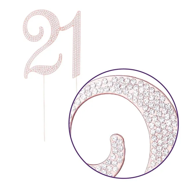 Crystal 21 Rose Gold Cake Topper