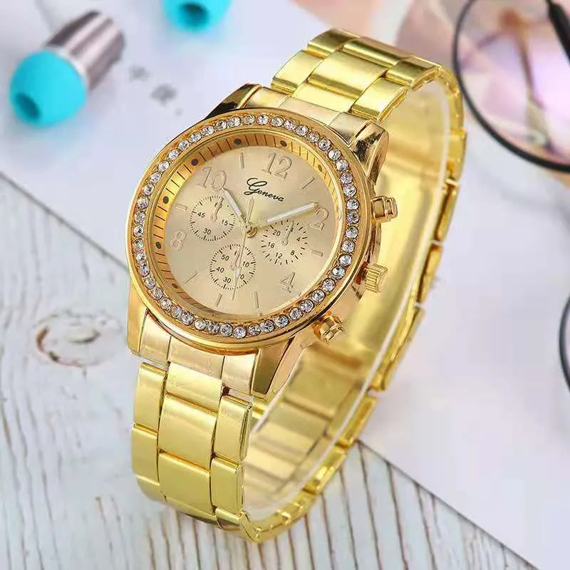 Crystal Gold Watch & Bangle Set