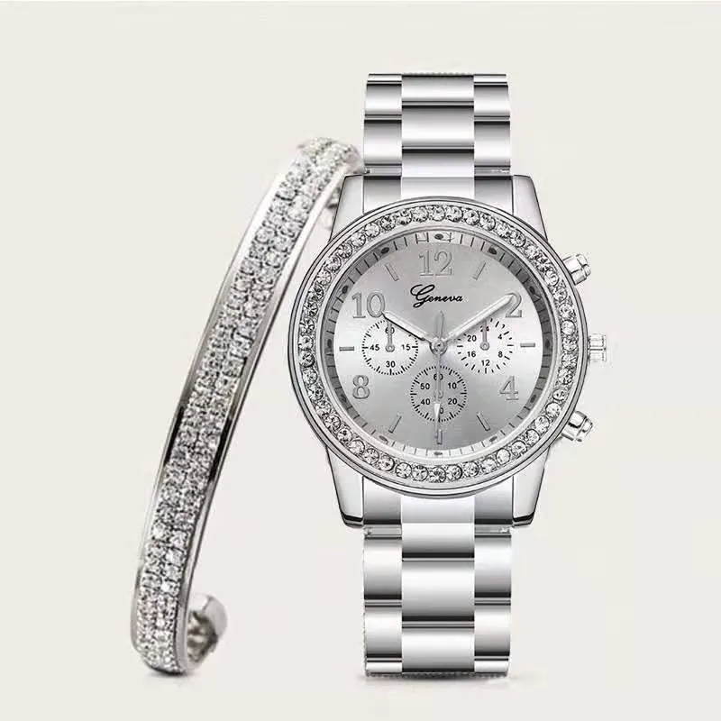 Crystal Gold Watch & Bangle Set