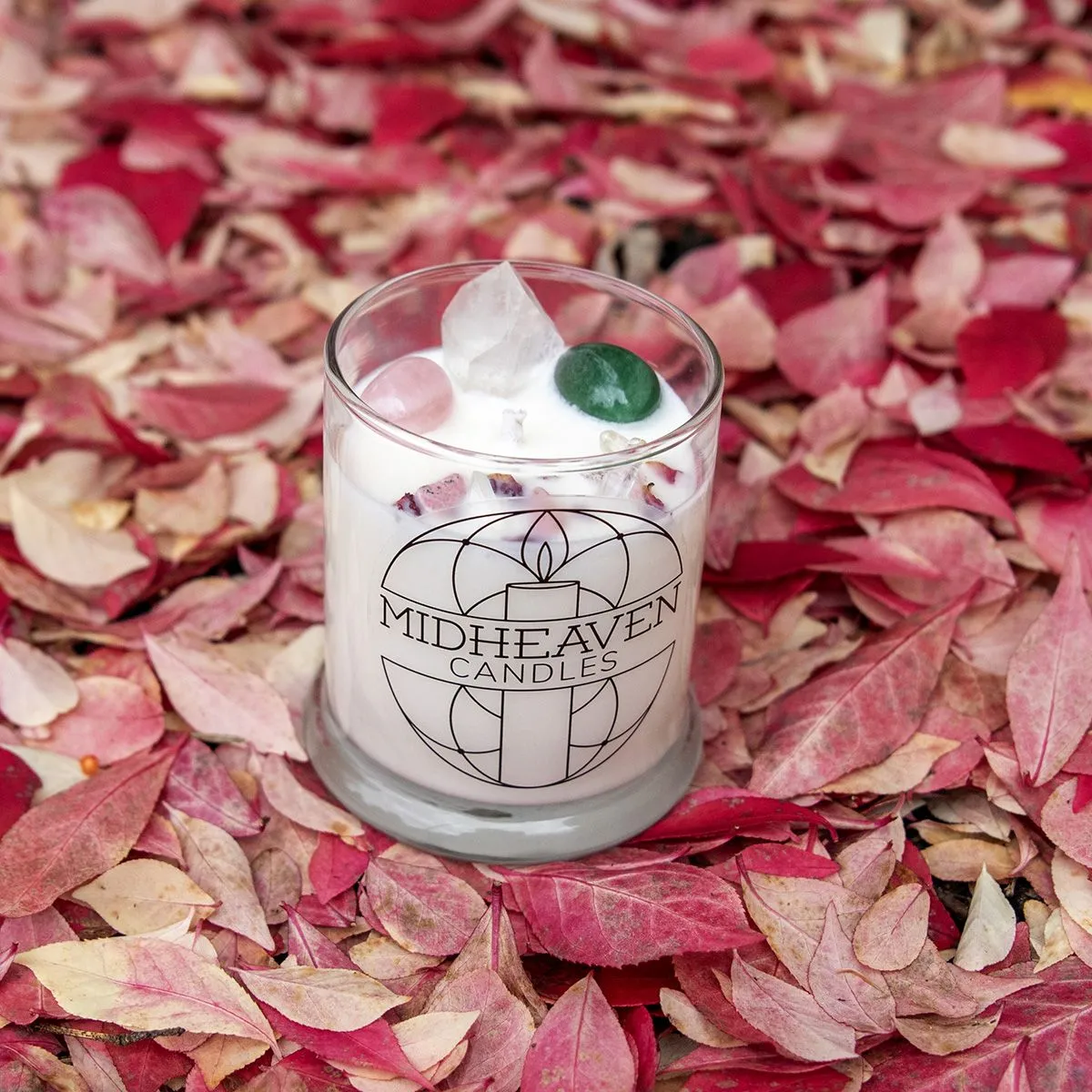 Crystal Intention Candle, Handcrafted - Love & Gentleness