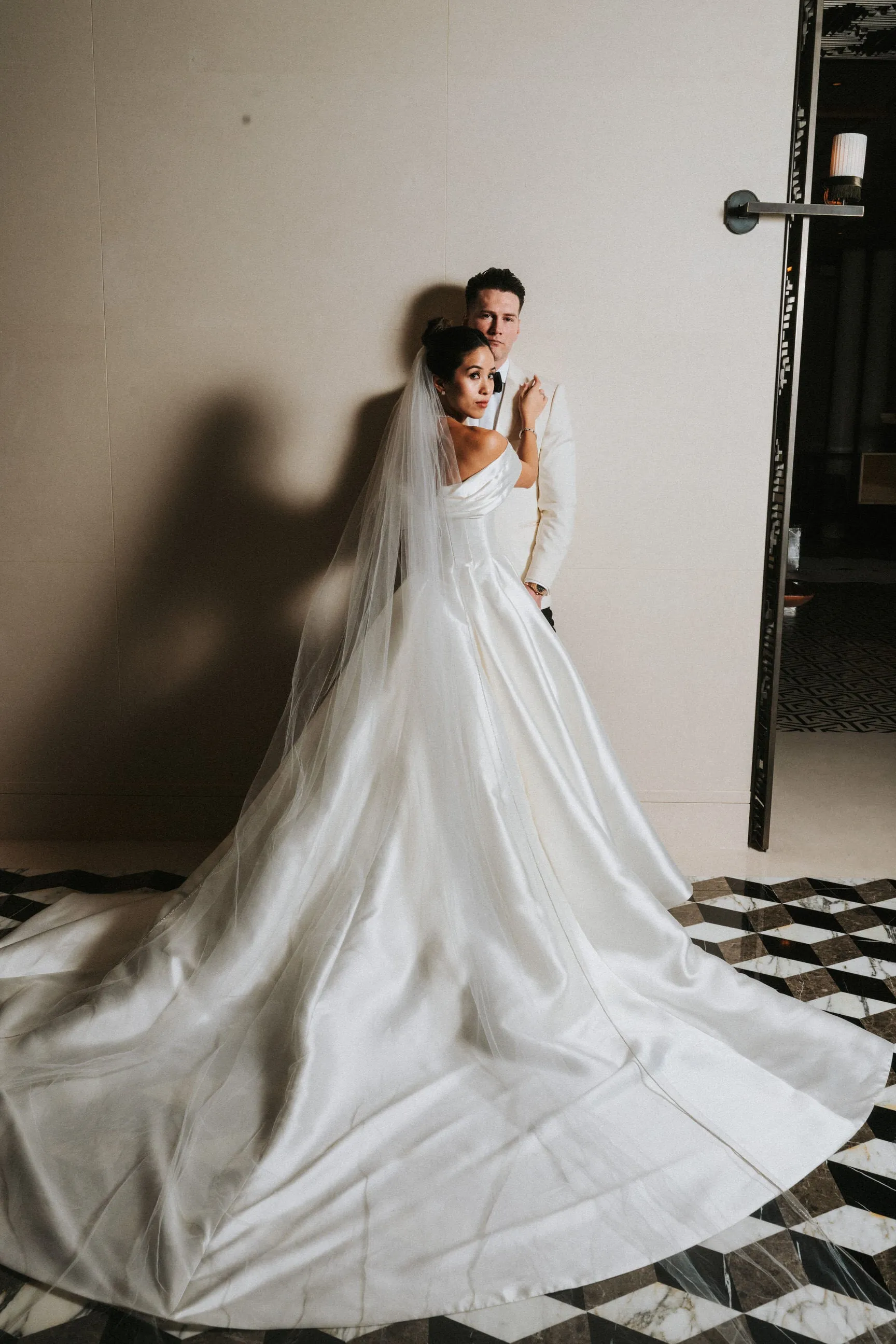 Crystal Trimmed Cathedral Length Wedding Veil