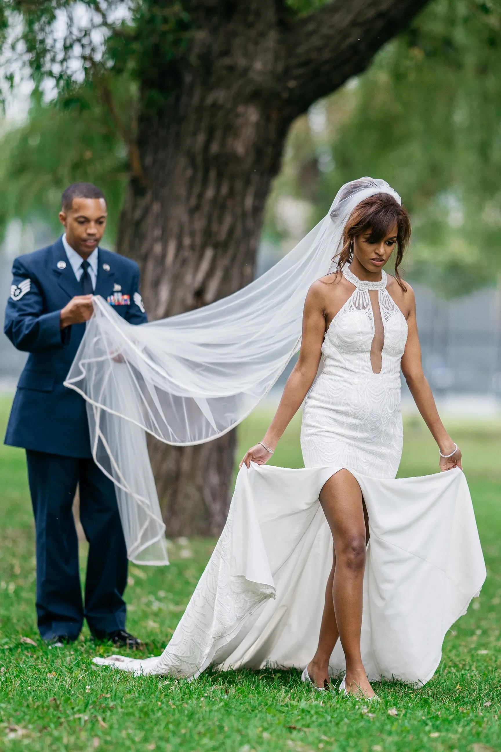 Crystal Trimmed Cathedral Length Wedding Veil