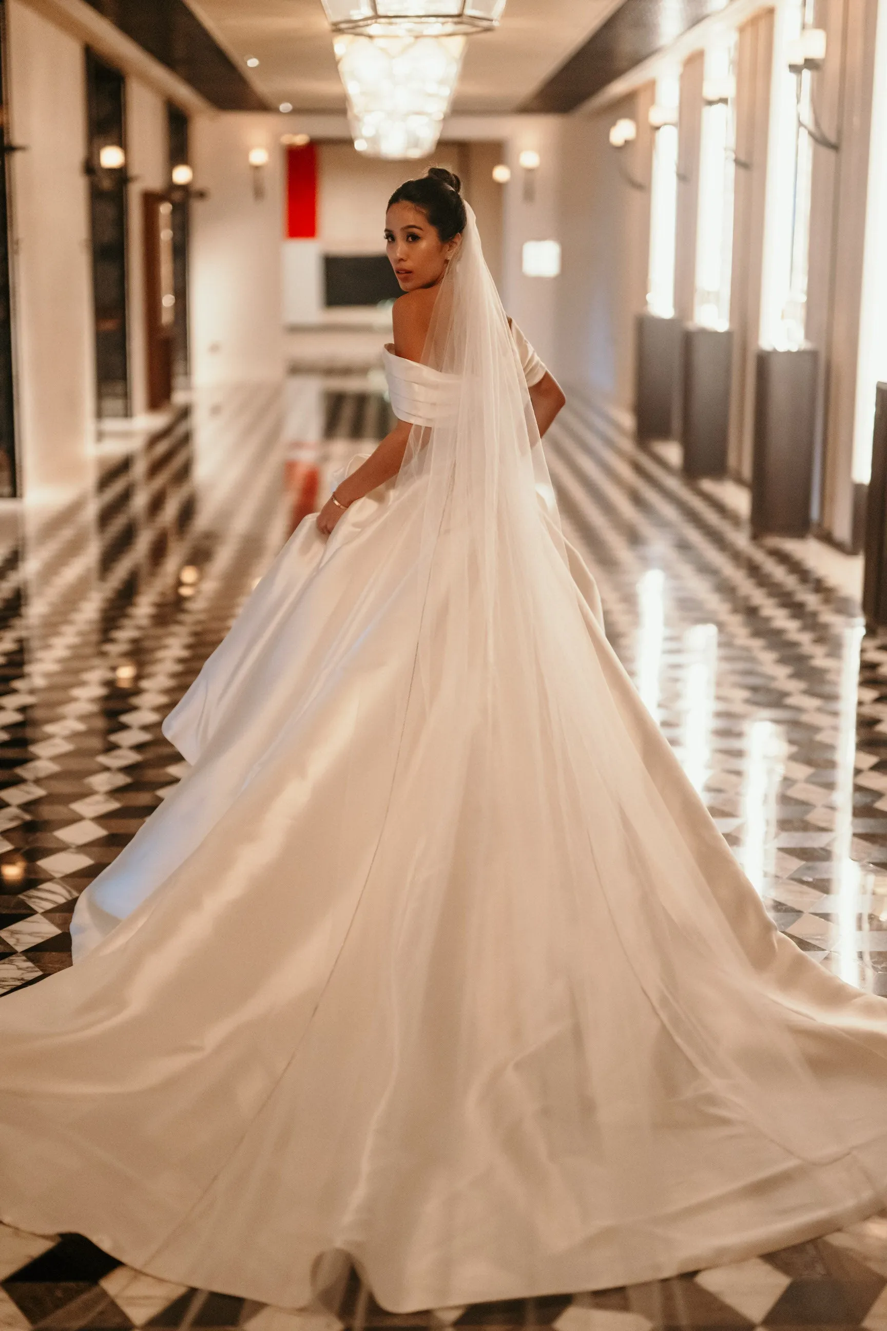 Crystal Trimmed Cathedral Length Wedding Veil