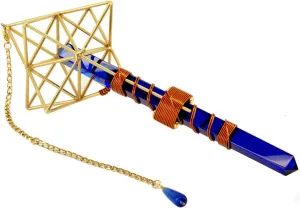 Crystal Wand Healing Tool - Earth Vajra Etheric Weaver Pendant Meditation Pendant with Magnets & Copper Wire - 8"