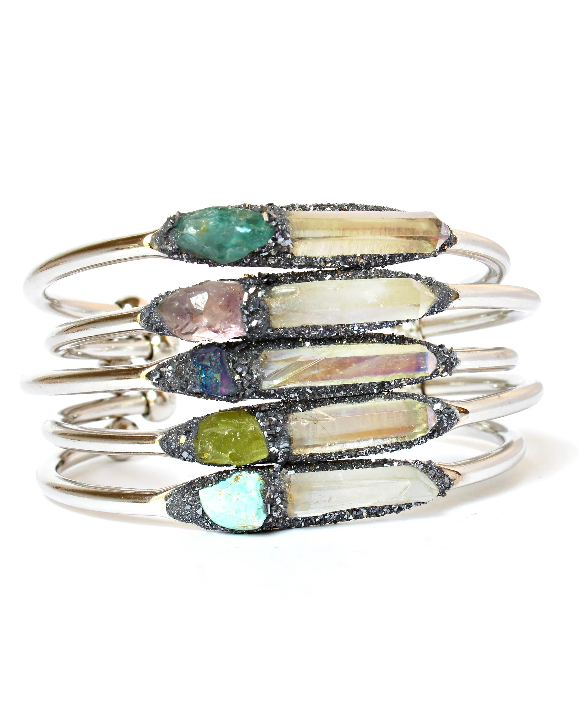 Customized Angel Aura Quartz and Birthstone Bracelet