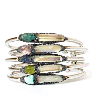 Customized Angel Aura Quartz and Birthstone Bracelet