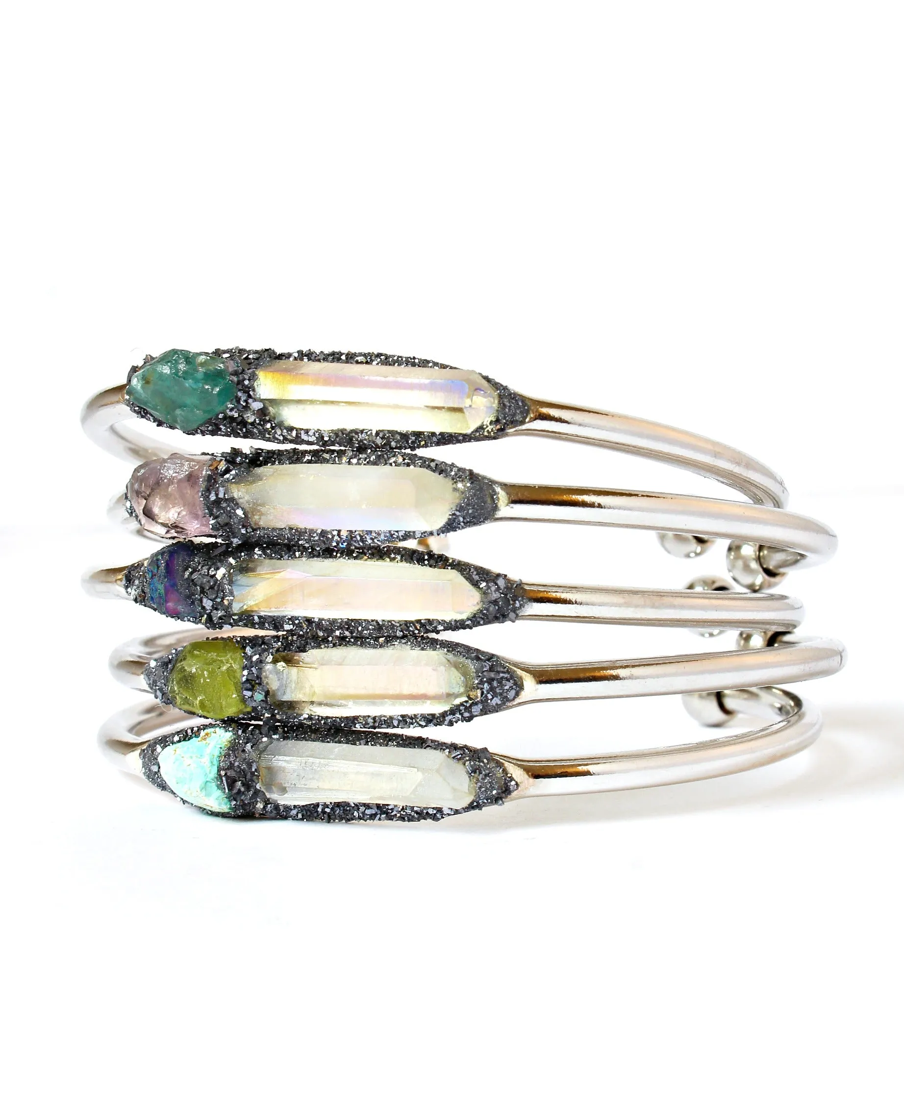 Customized Angel Aura Quartz and Birthstone Bracelet