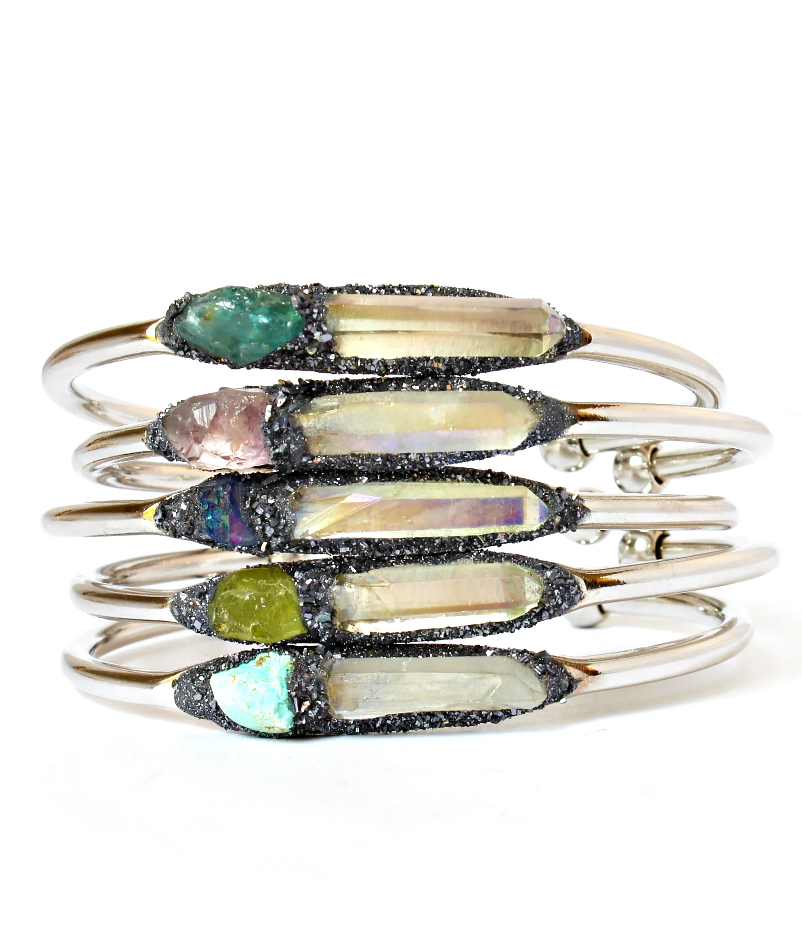Customized Angel Aura Quartz and Birthstone Bracelet