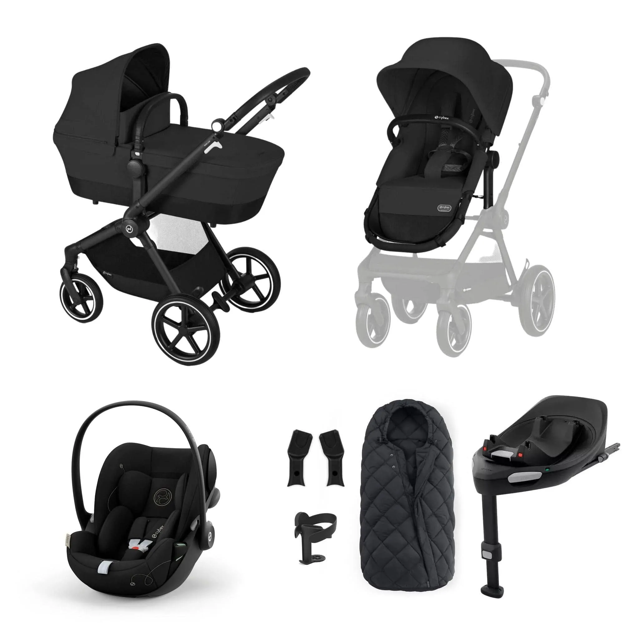 Cybex Eos Lux Luxury 9 Piece Bundle in Moon Black