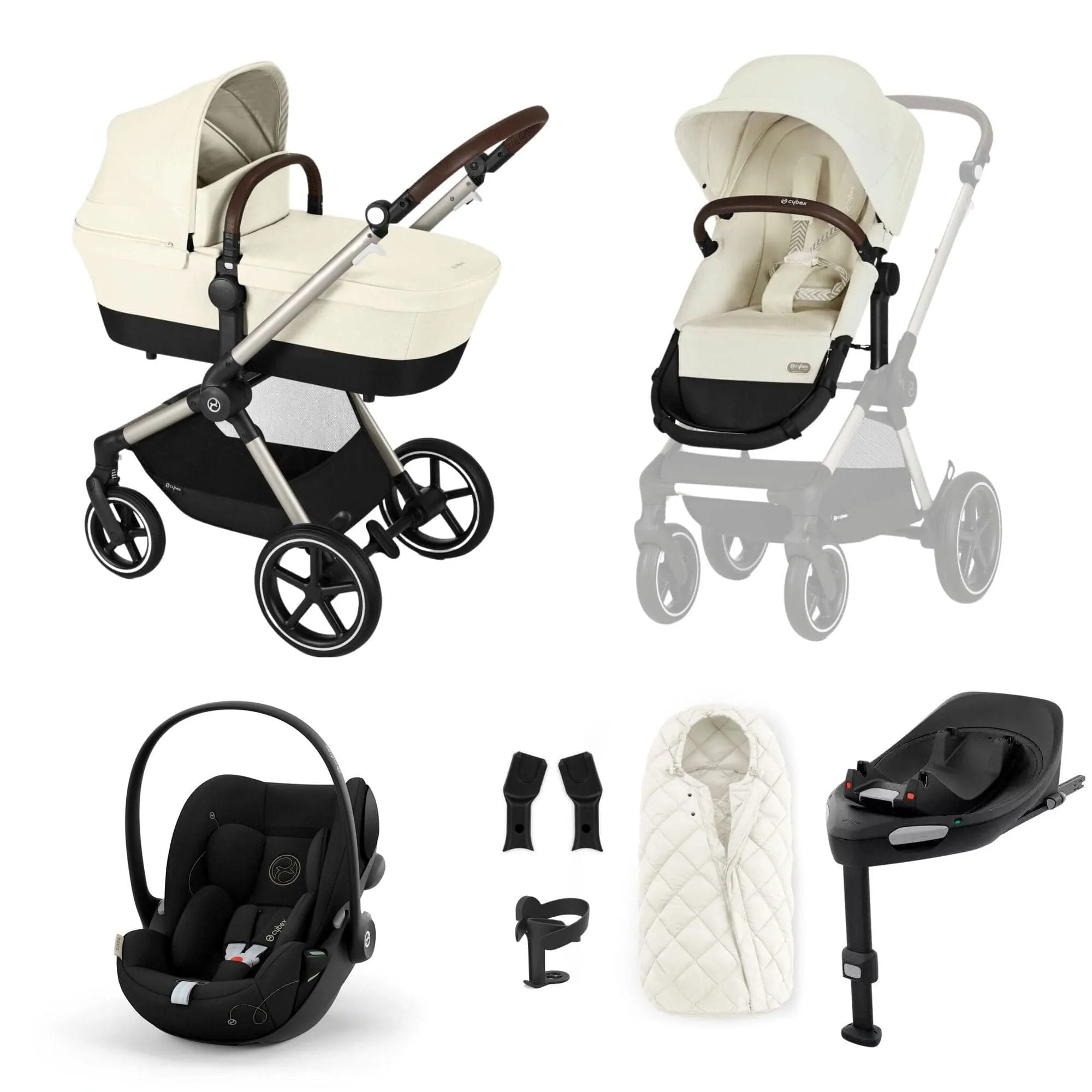 Cybex Eos Lux Luxury 9 Piece Bundle in Seashell Beige