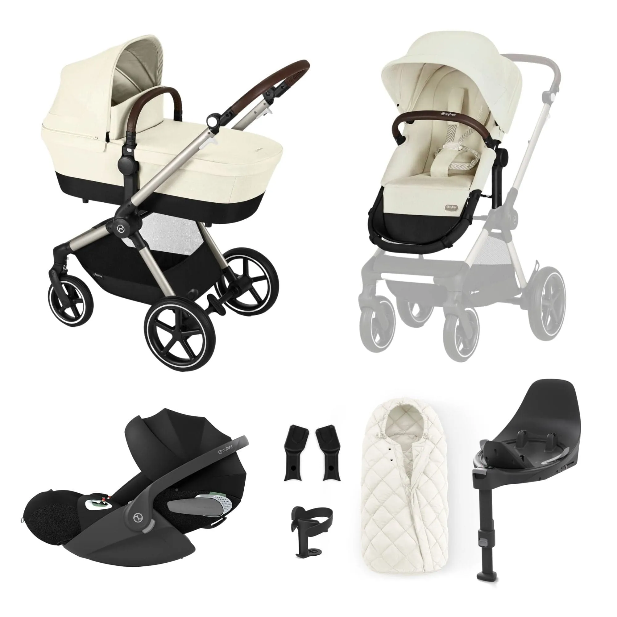 Cybex Eos Lux Luxury 9 Piece Bundle in Seashell Beige