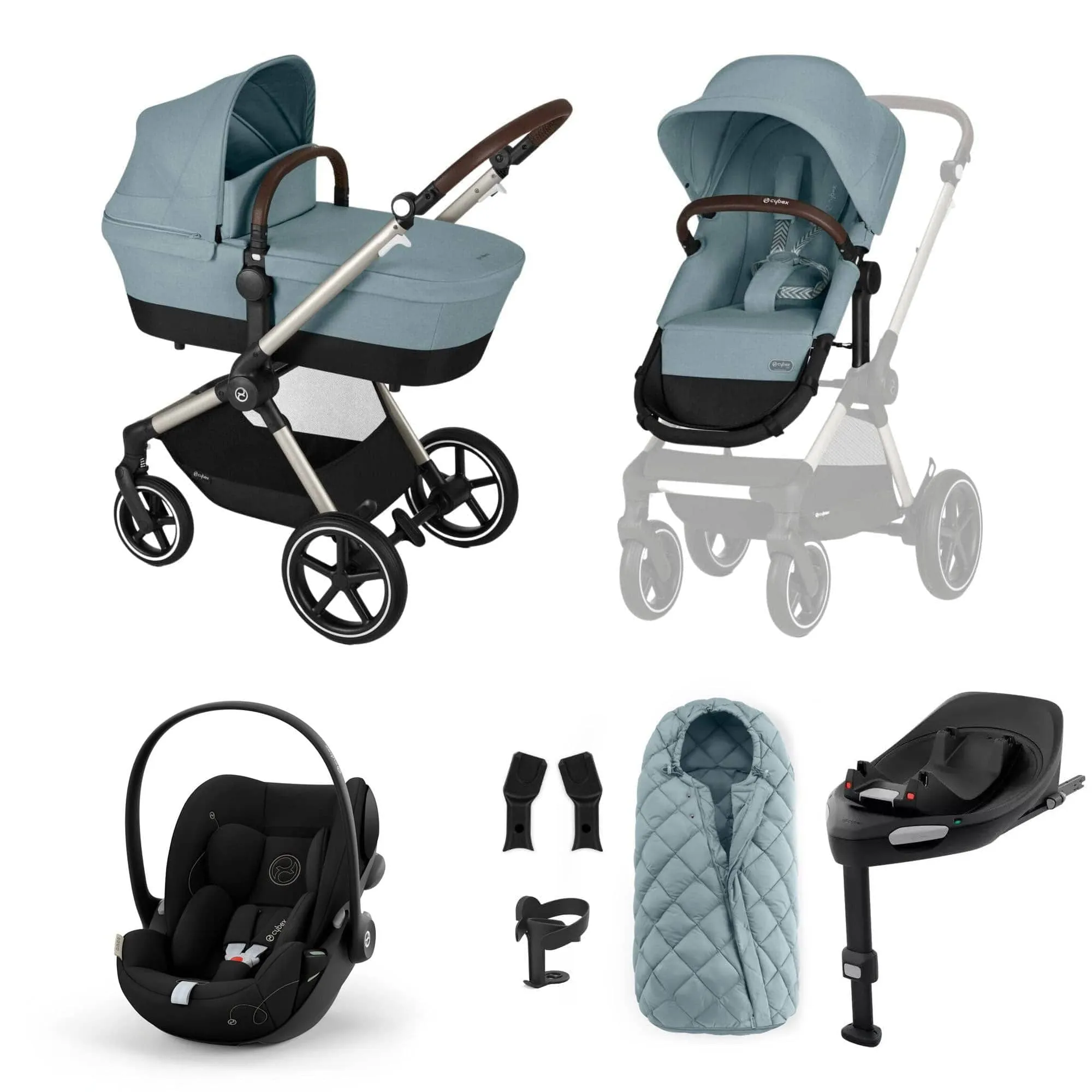 Cybex Eos Lux Luxury 9 Piece Bundle in Sky Blue
