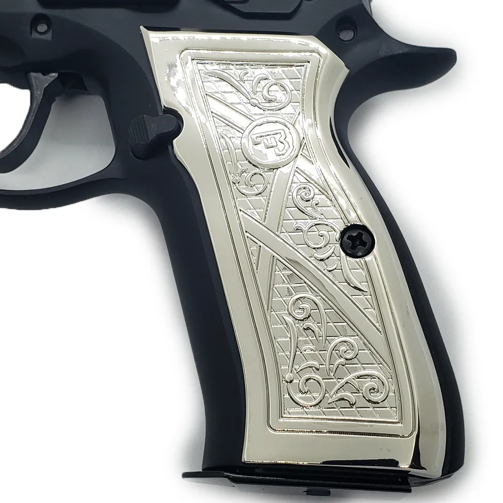 CZ 75 Grips Scroll Full Size 75 B BD SP-01 Shadow 2 Nickel #T-CZ01