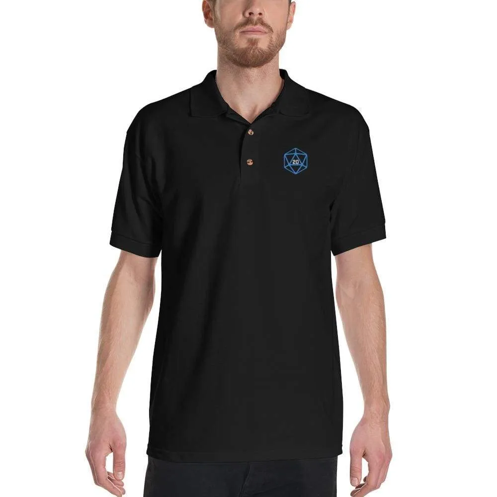 D20 Basic Blue Dice Embroidered Polo Shirt