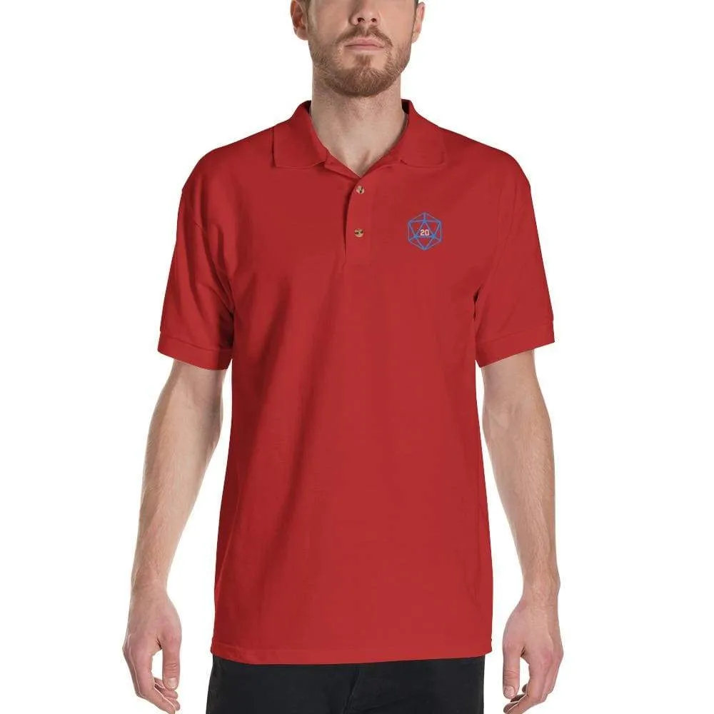 D20 Basic Blue Dice Embroidered Polo Shirt