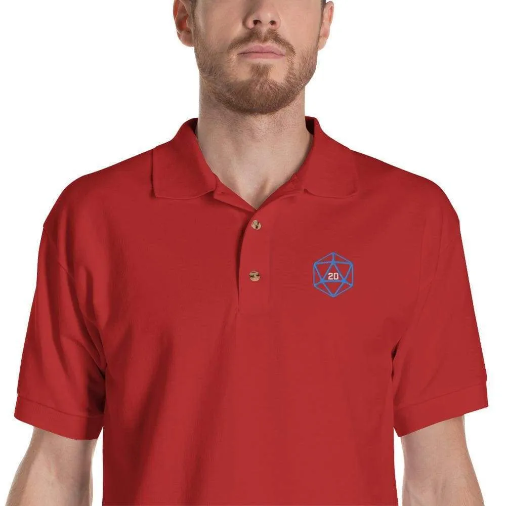 D20 Basic Blue Dice Embroidered Polo Shirt