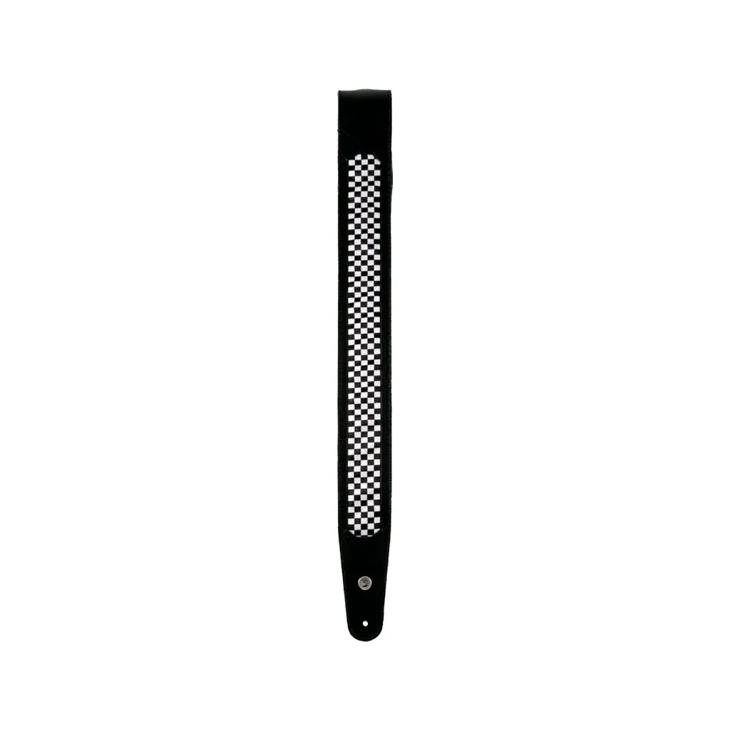 D'Addario 25HY01-DX 2.5-Inch Hybrid Leather Guitar Strap, Checkered