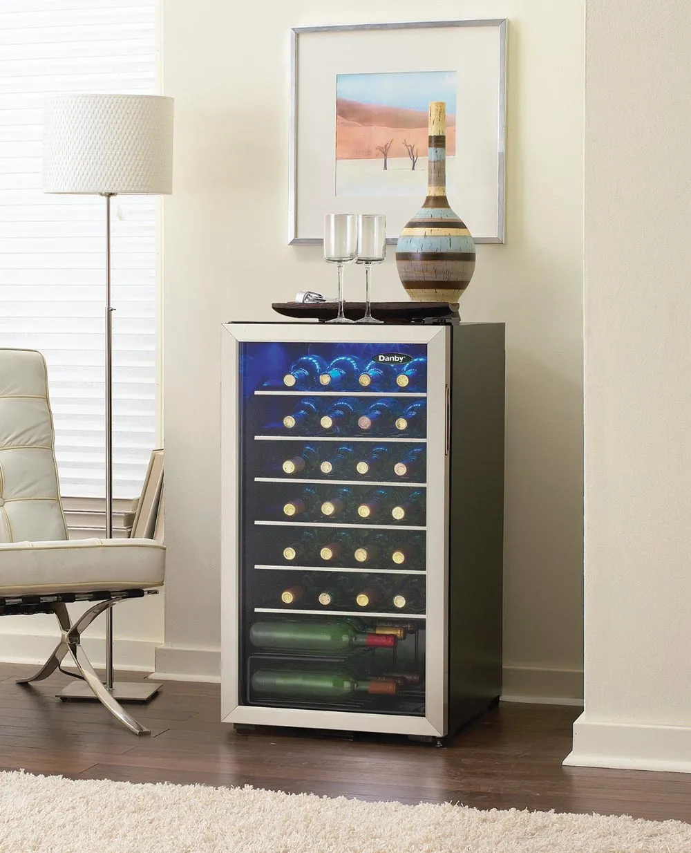 Danby 18" Wide 36 Bottle Single Zone Silver Wine Refrigerator DWC93BLSDB