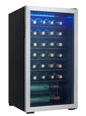 Danby 18" Wide 36 Bottle Single Zone Silver Wine Refrigerator DWC93BLSDB