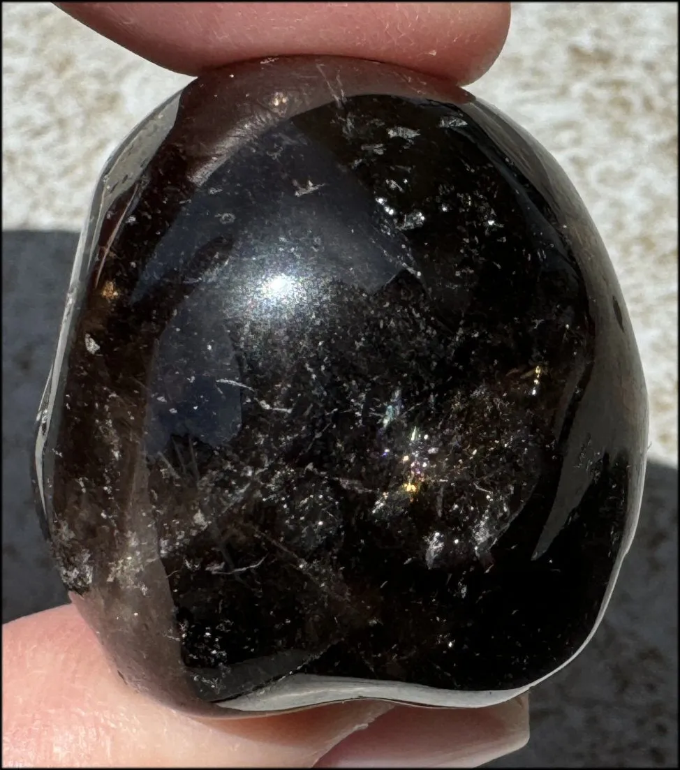 DARK Smoky Quartz Crystal Skull with Hematite inclusions - Dissolve negativity