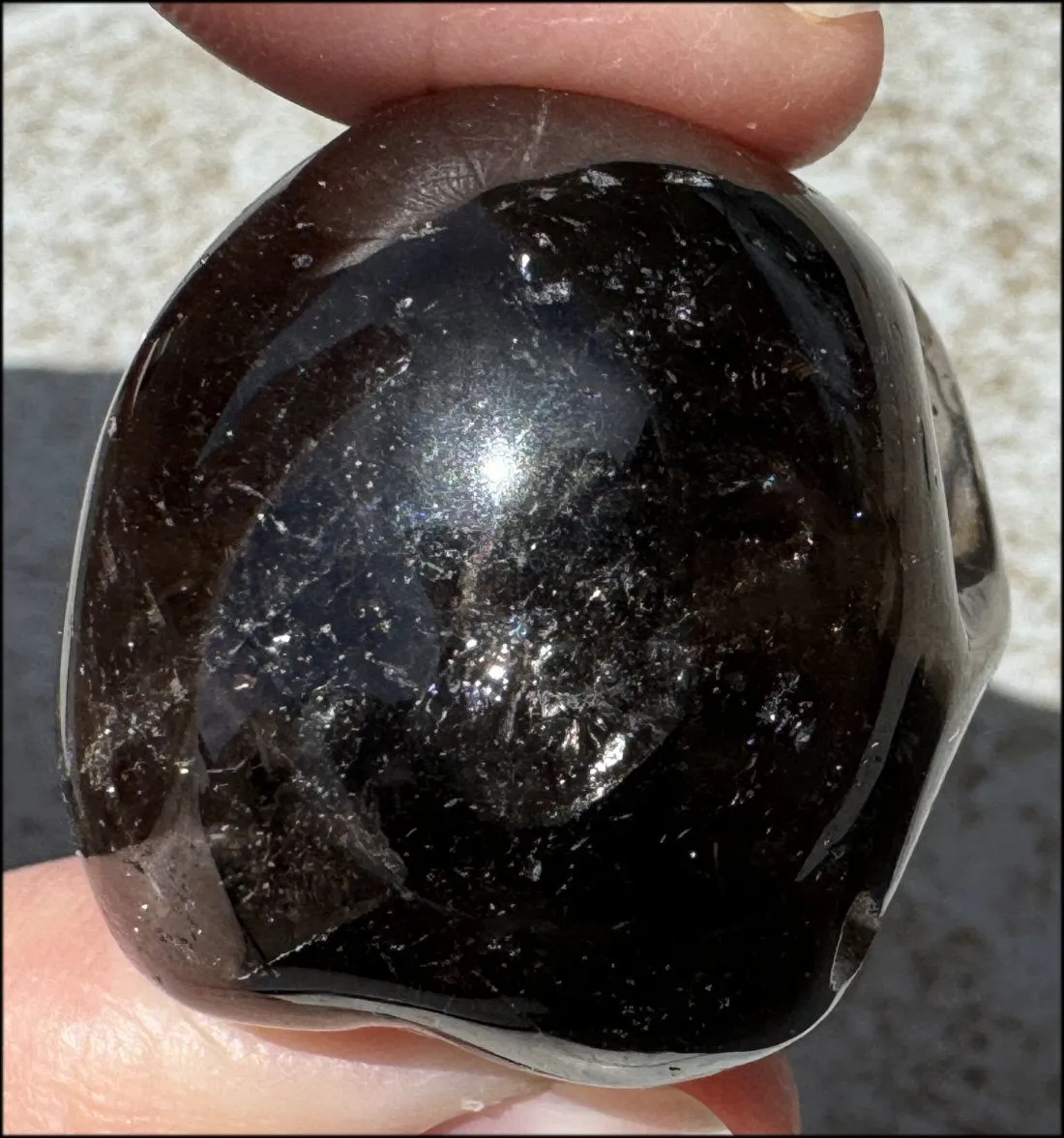 DARK Smoky Quartz Crystal Skull with Hematite inclusions - Dissolve negativity