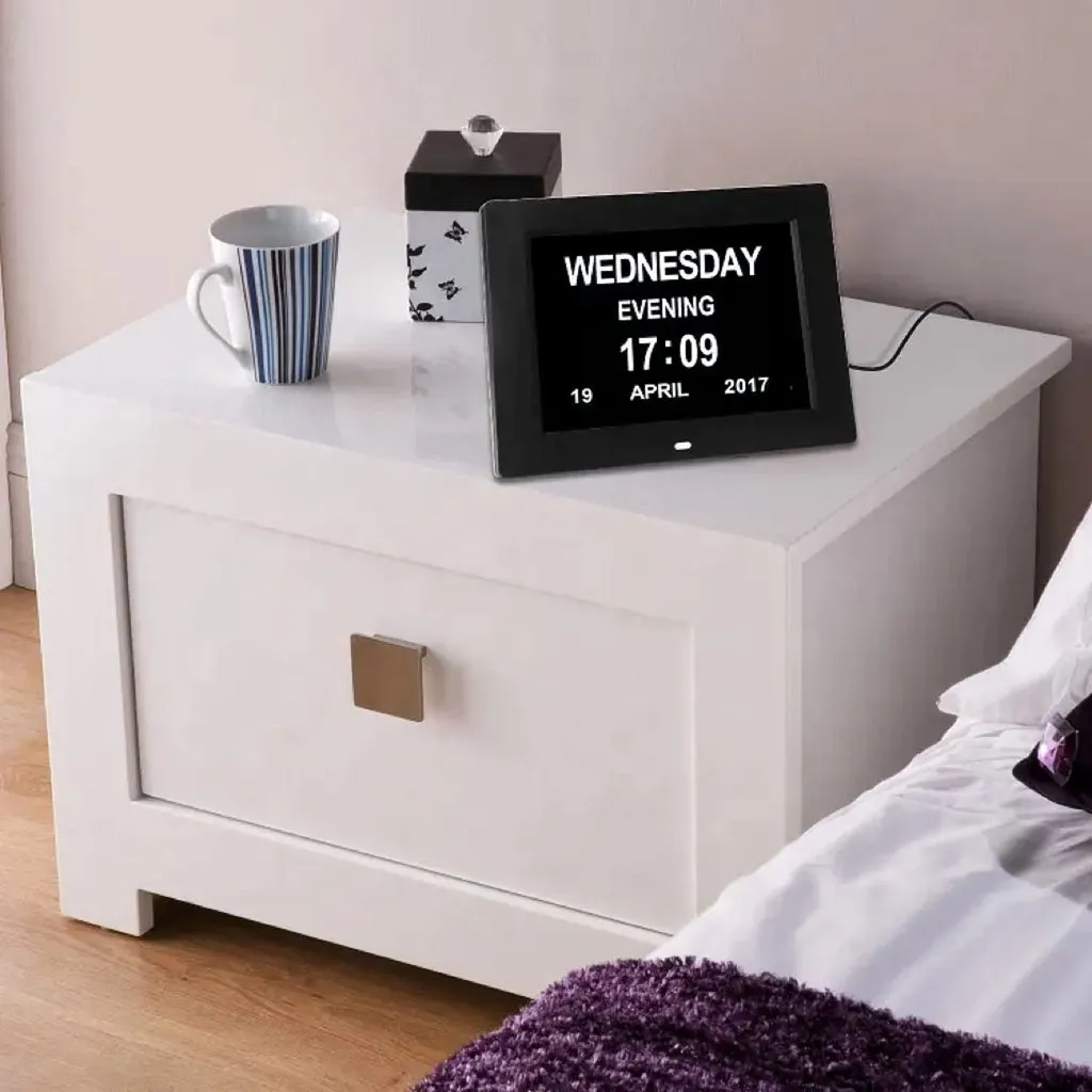 Day Date Calendar Clock Dementia Clock Digital Alarm Clock with Large LCD Screen (Black)