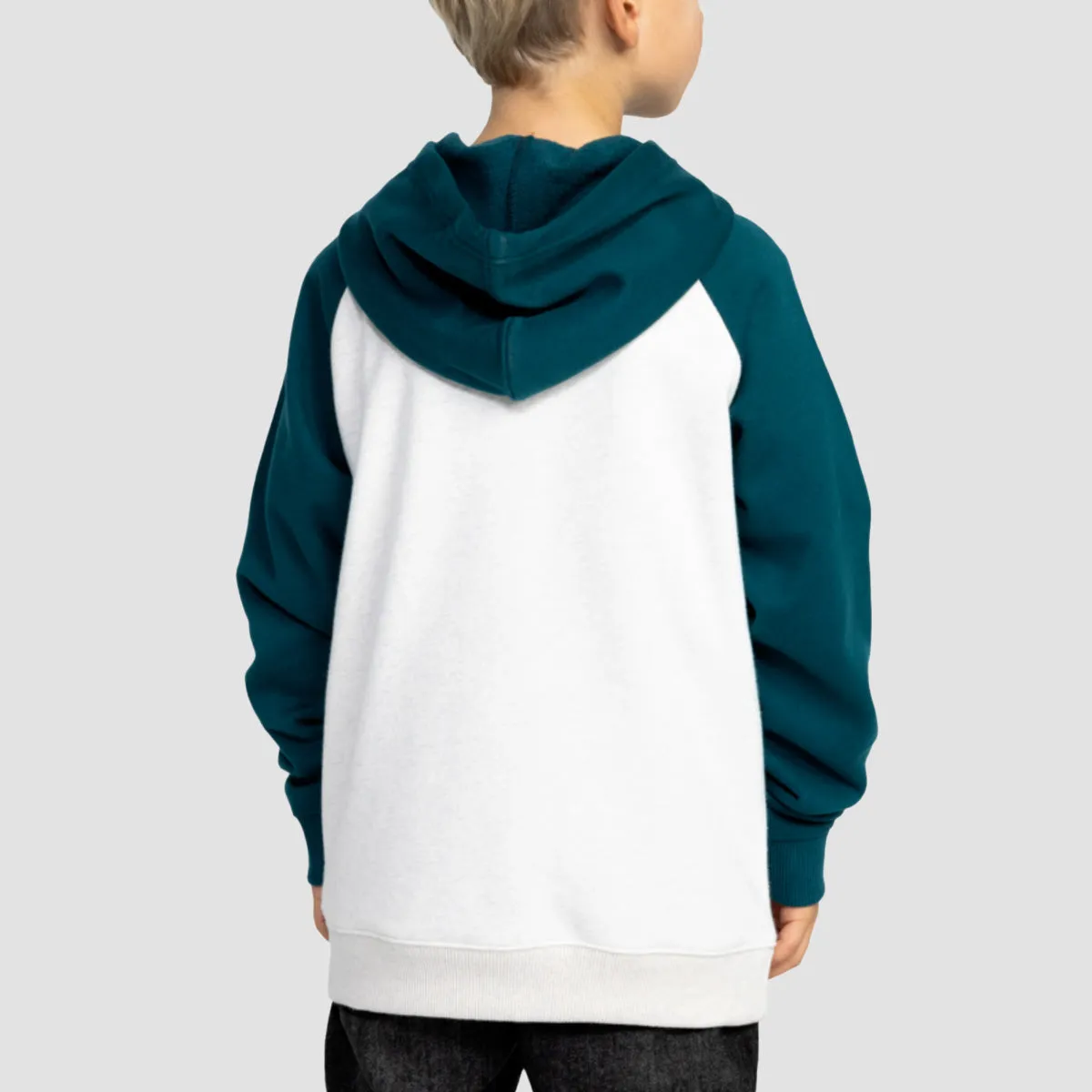 DC Corpo Raglan Pullover Hoodie Snow Heather/Deep Teal - Kids