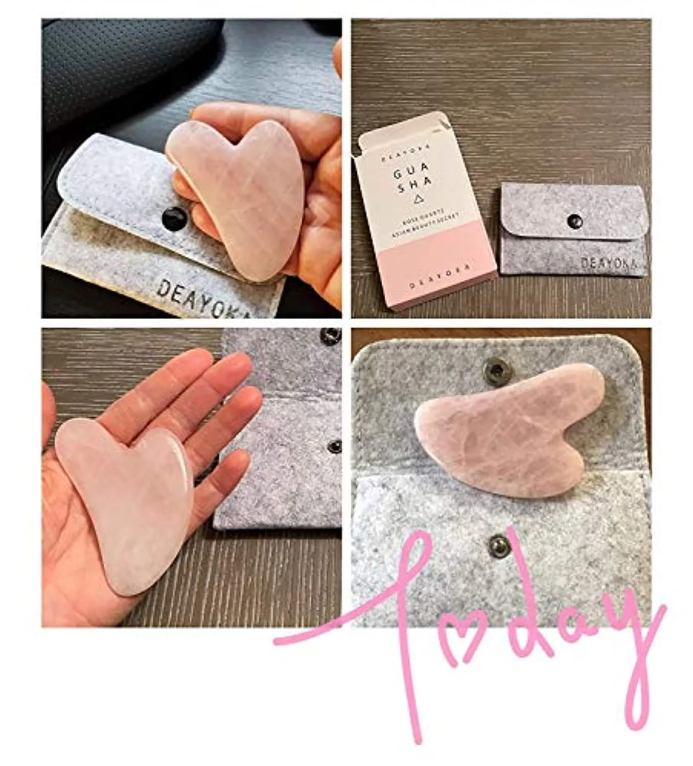 DEAYOKA Rose Quartz Gua Sha Tool - Asian Beauty Secret, for Facial Microcirculation/Removes Toxins/Prevents Wrinkles/Boost Radiance of Complexion - 100% Authentic & Genuine Rose Quartz