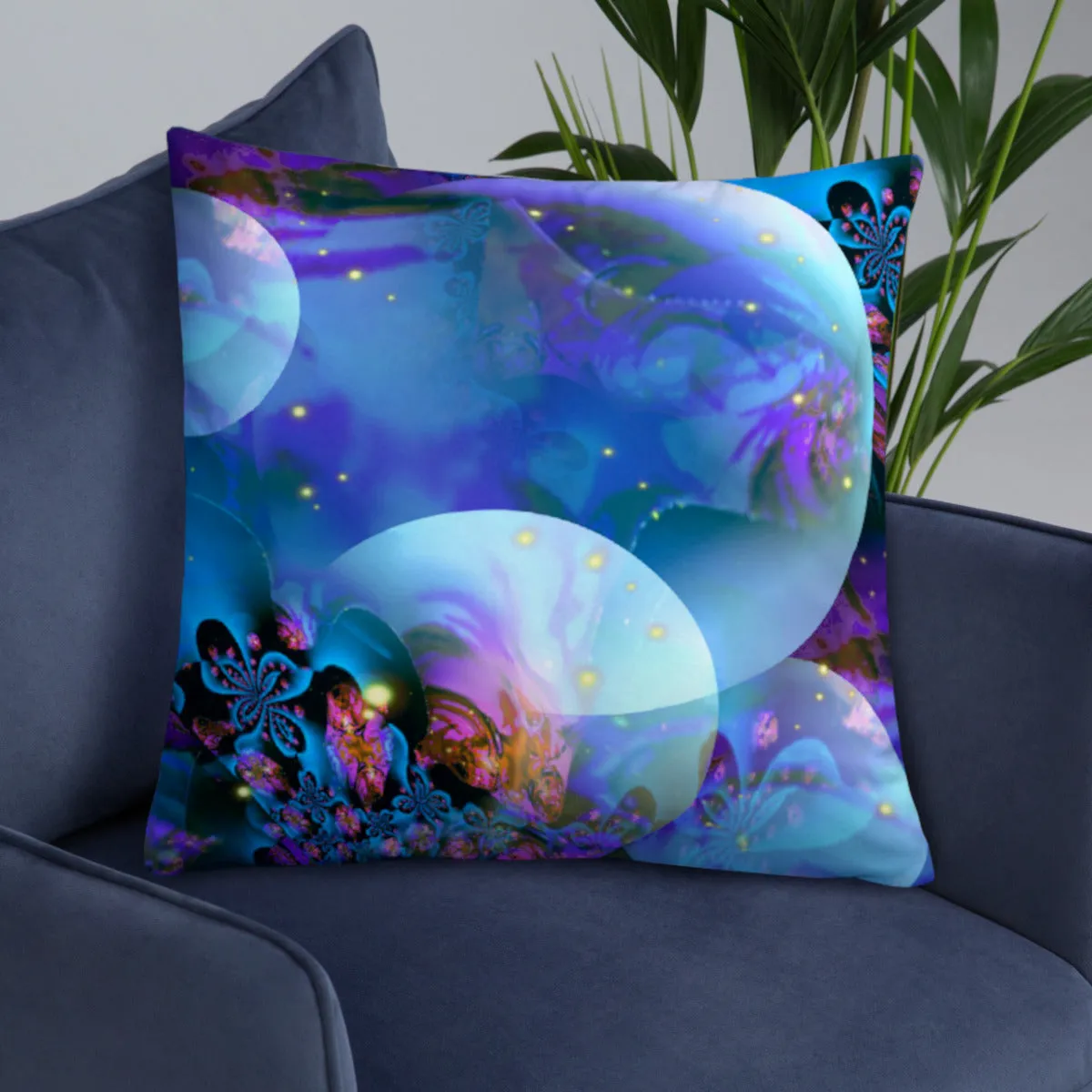 Decorative Art Throw Pillow, Custom-Printed Home Decor, Reiki Meditation Aide-"Spirit Orbs"