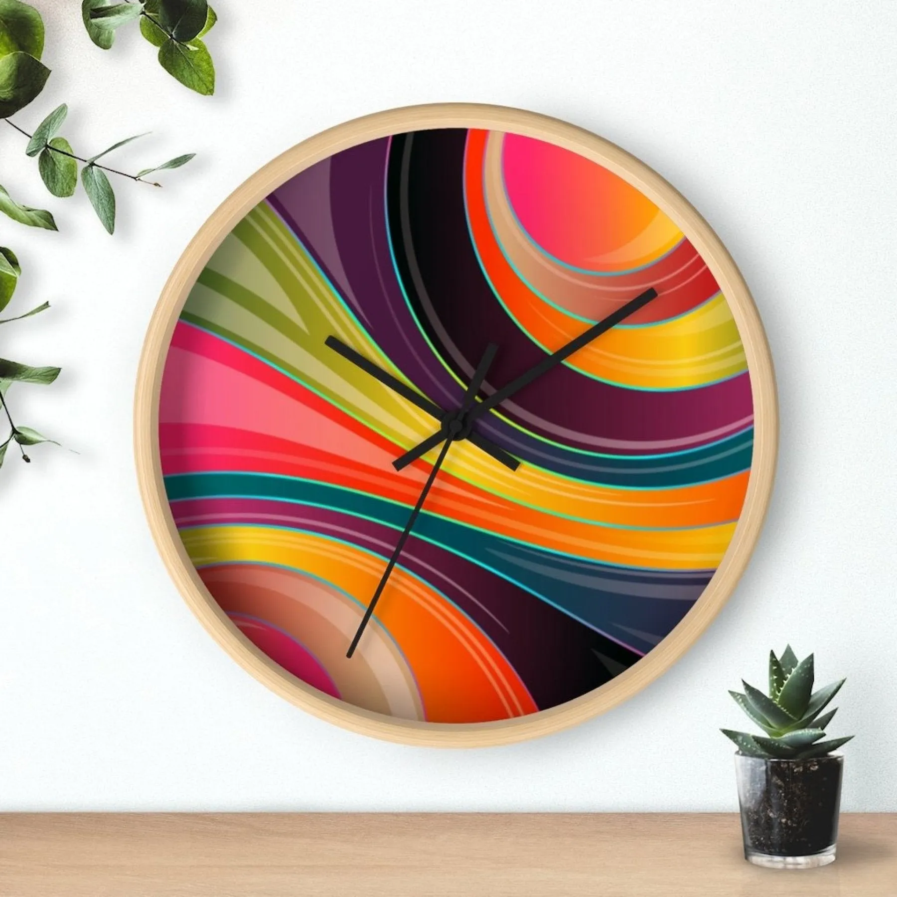 Decorative Wall Clock - Multicolor Circular Swirl Quartz Clock - WC02