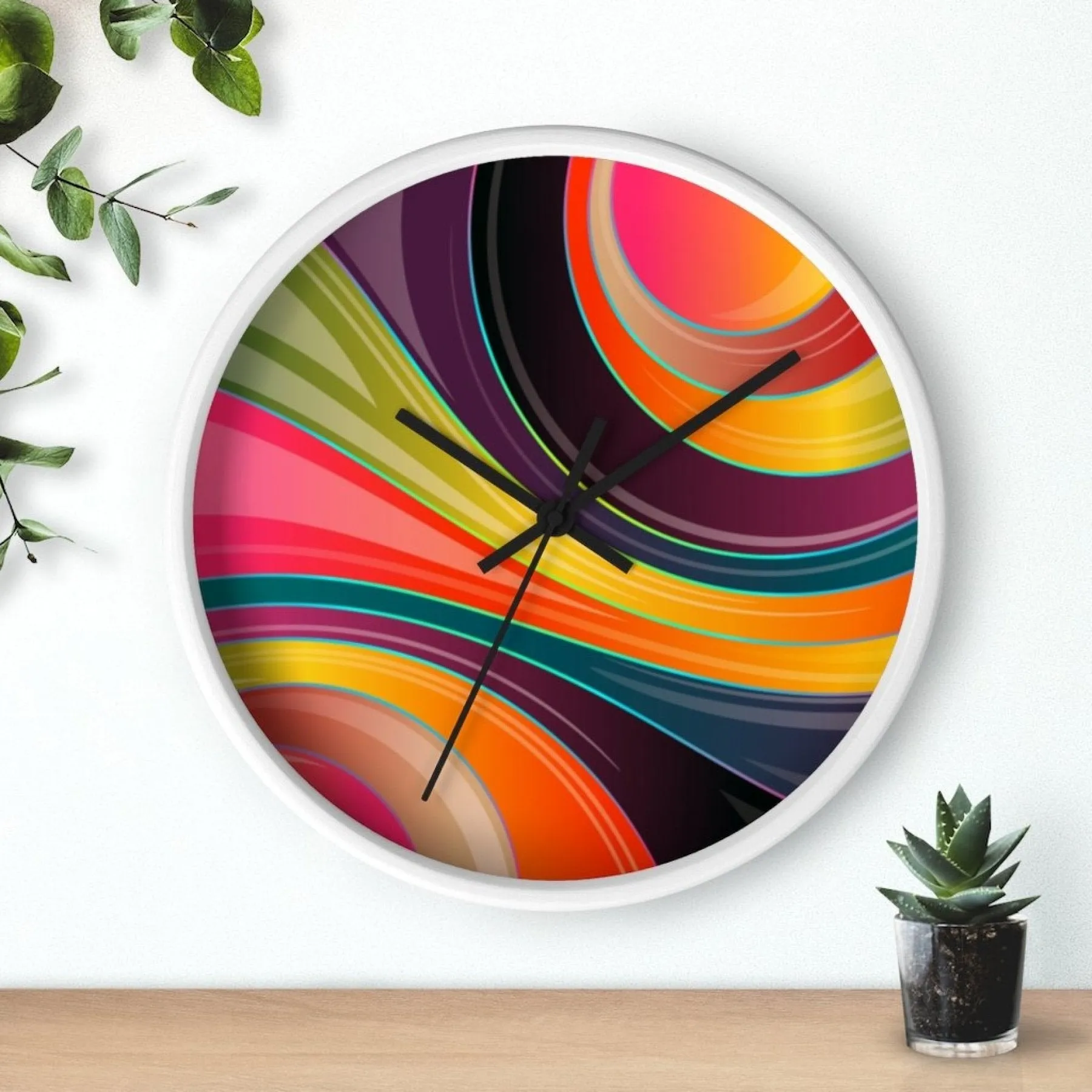 Decorative Wall Clock - Multicolor Circular Swirl Quartz Clock - WC02