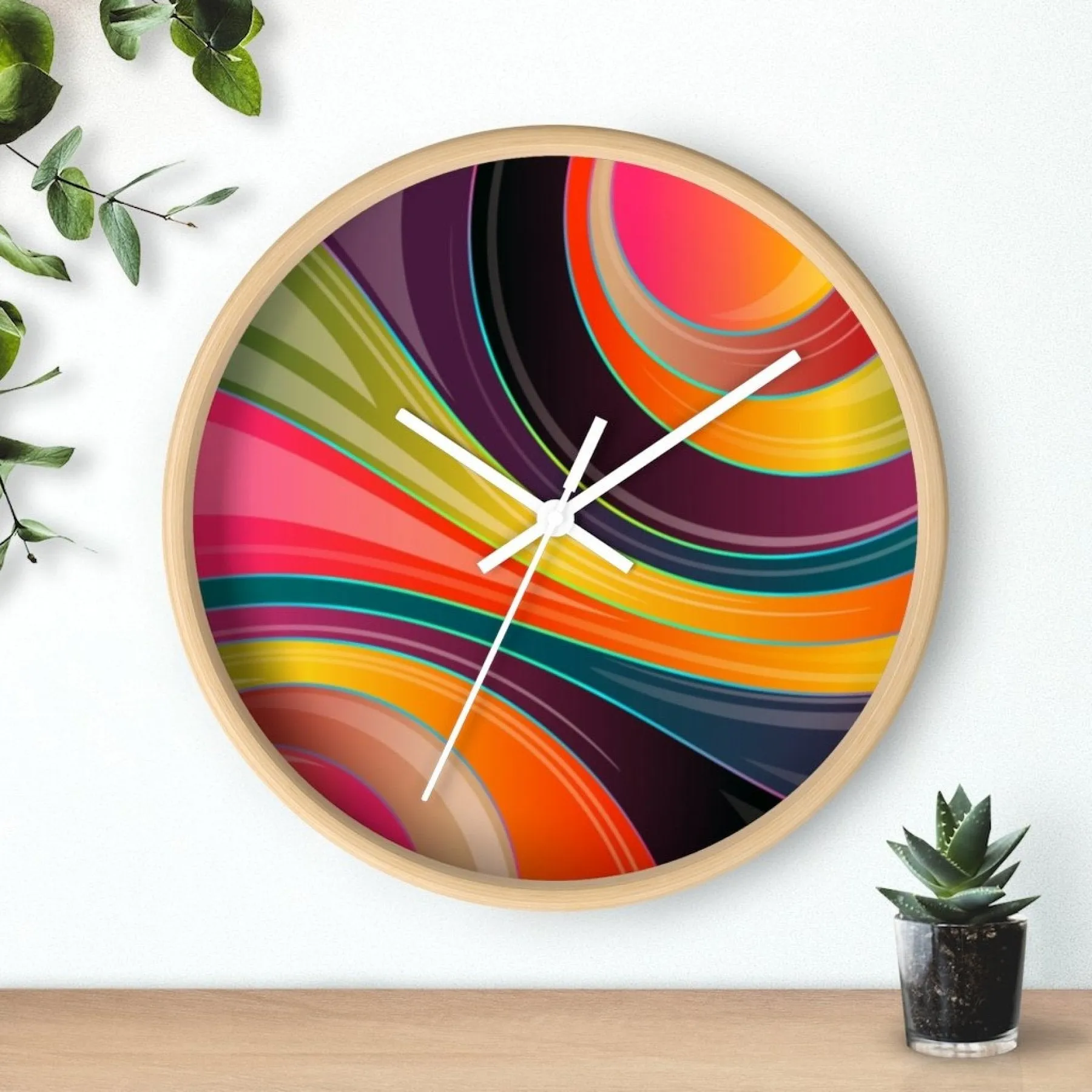 Decorative Wall Clock - Multicolor Circular Swirl Quartz Clock - WC02